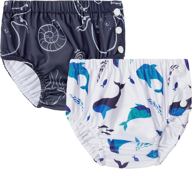 Durio 2PCS Reusable Swim Diapers - Toddler Baby Swim Diaper Soft and Waterproof for Swimming Lessons Boys and Girls - Image 1